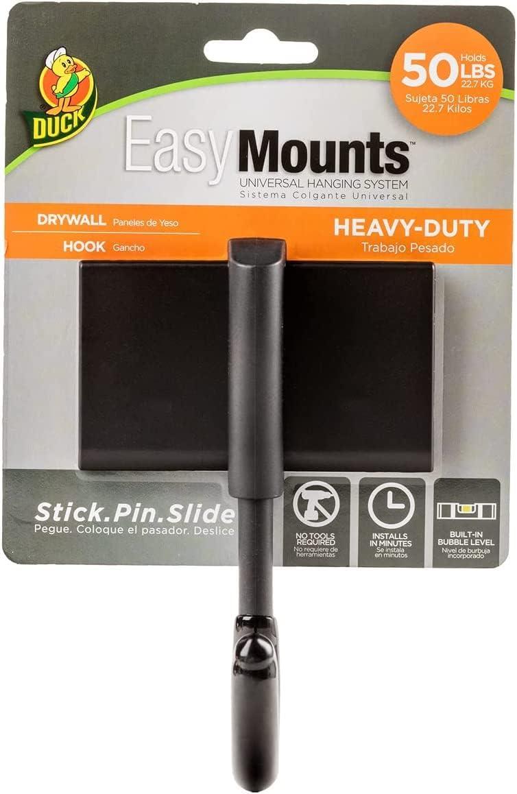 imageDuck EasyMounts Garage Organization Kit  2 Heavy Duty Hooks and 1 Mop ampamp Broom Holder  Wall Mount Hanging Storage  No Tool Drywall Install  Black Includes All Hanging HardwareHook