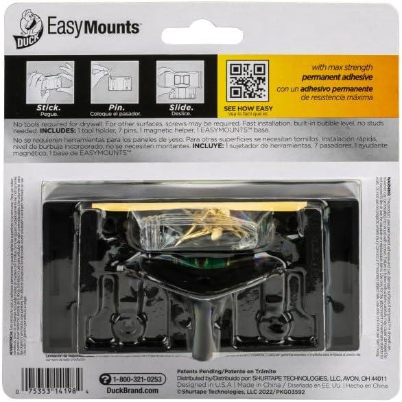 imageDuck EasyMounts Garage Organization Kit  2 Heavy Duty Hooks and 1 Mop ampamp Broom Holder  Wall Mount Hanging Storage  No Tool Drywall Install  Black Includes All Hanging HardwareTool Holder