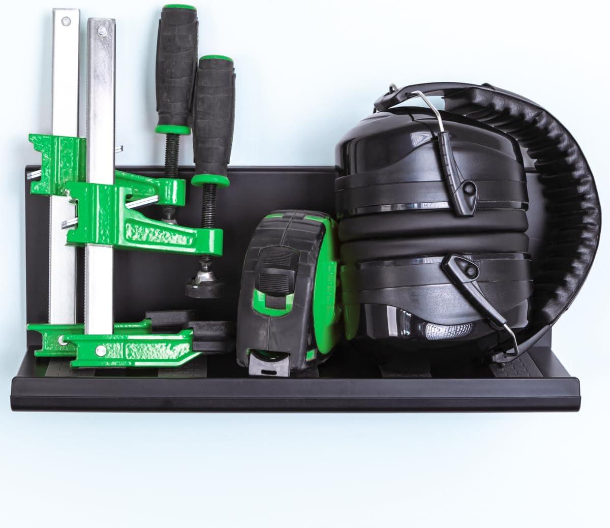 imageDuck EasyMounts Garage Organization Kit  2 Heavy Duty Hooks and 1 Mop ampamp Broom Holder  Wall Mount Hanging Storage  No Tool Drywall Install  Black Includes All Hanging HardwareDrywall Shelf
