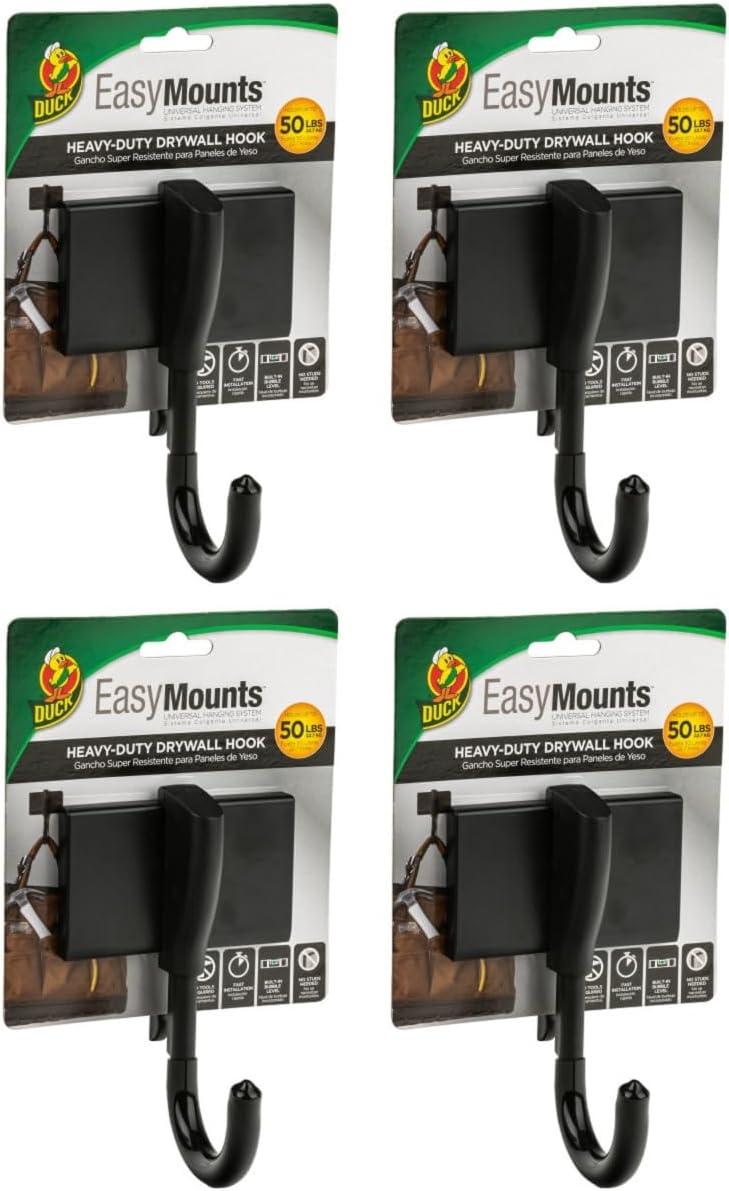 imageDuck EasyMounts Garage Organization Kit  2 Heavy Duty Hooks and 1 Mop ampamp Broom Holder  Wall Mount Hanging Storage  No Tool Drywall Install  Black Includes All Hanging HardwareHook