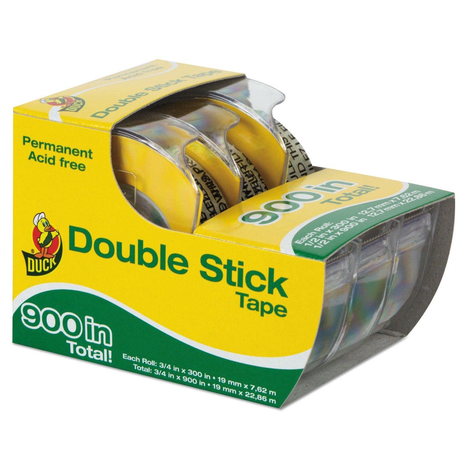 imageDuck Brand Permanent Double Stick Tape with Dispenser 12Inch x 300 Inches Clear 3Pack 90839712Inch x 300 Inches