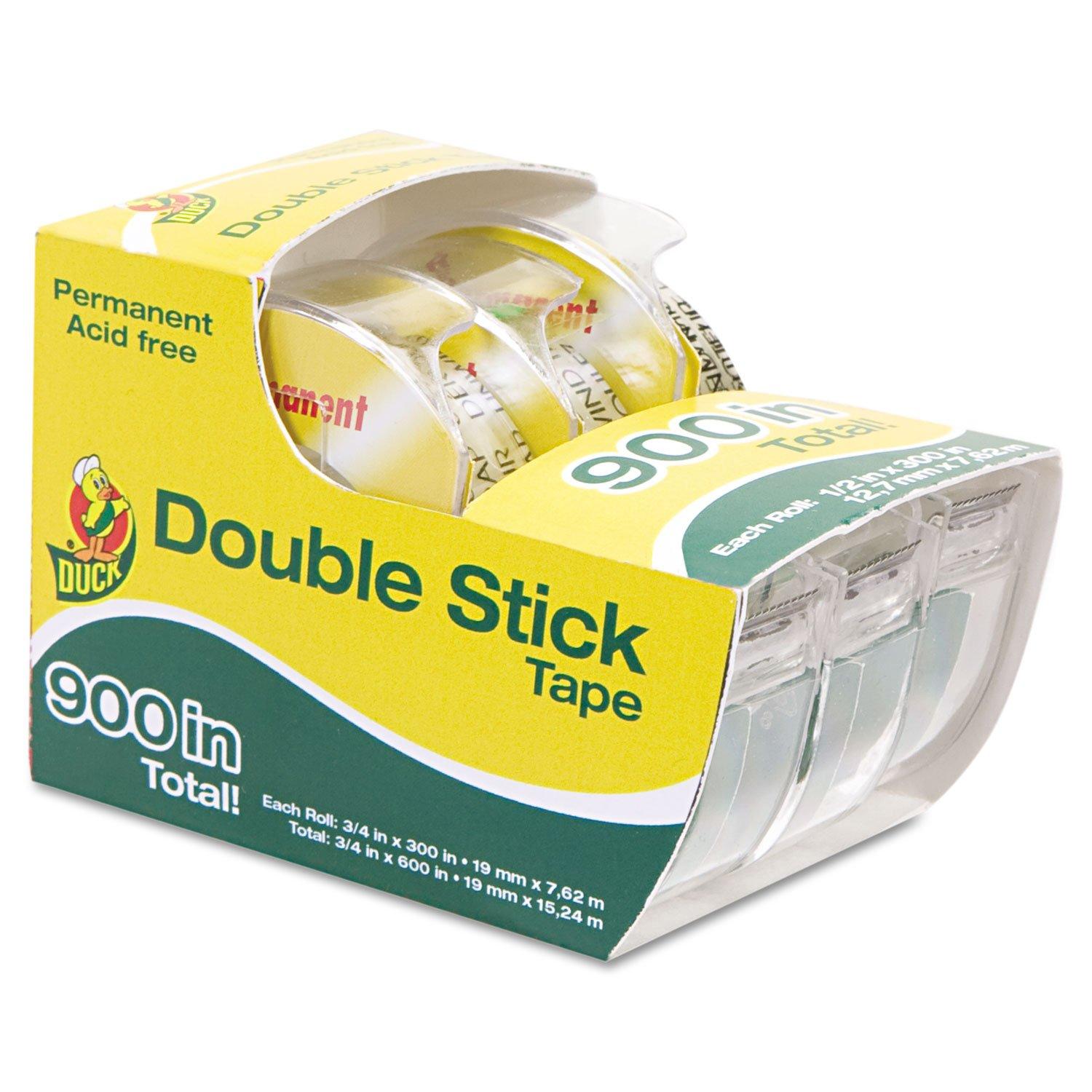 imageDuck Brand Permanent Double Stick Tape with Dispenser 12Inch x 300 Inches Clear 3Pack 90839712Inch x 300 Inches