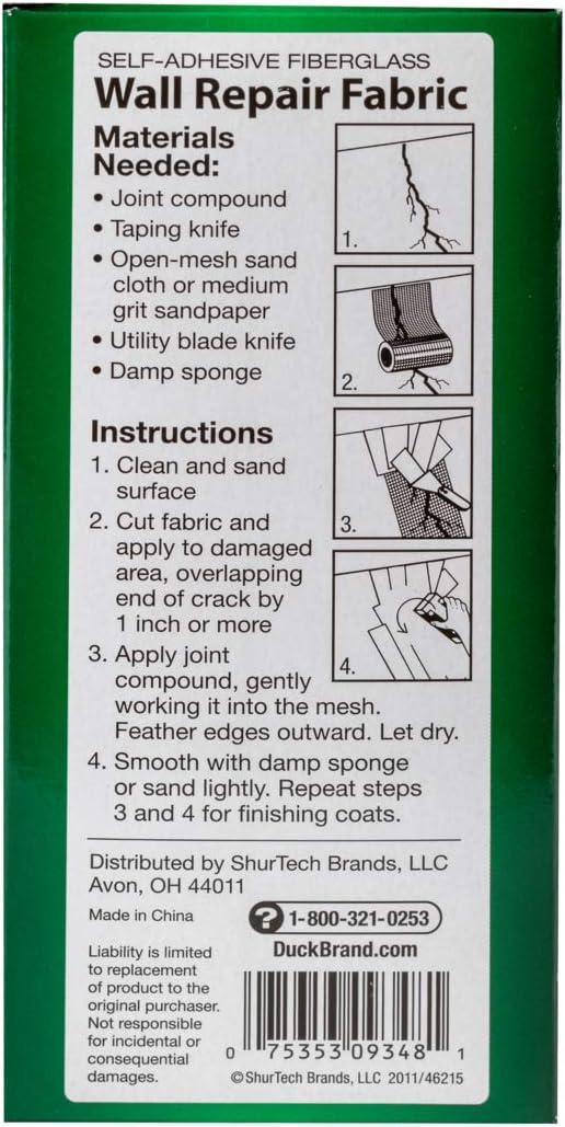 imageDuck Brand SelfAdhesive Drywall Repair Fabric 6Inch by 25 Feet Single Roll White 2820846 in x 25 ft