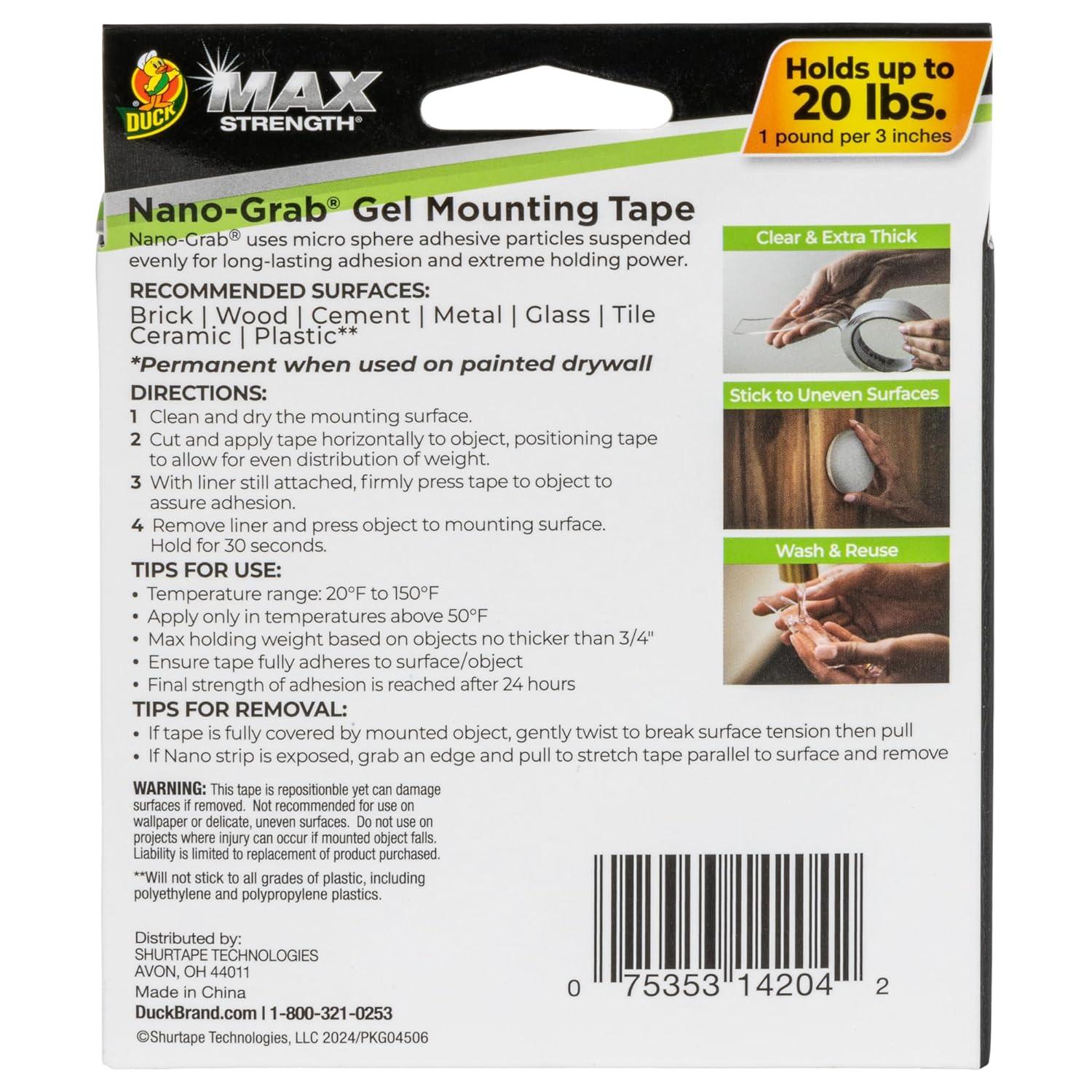 imageDuck Max DoubleSided Gel Tape with NanoGrab Technology Clear MultiPurpose ampamp Removable 094quot x 5 Feet Clear 6 Pack 2876406 Pack