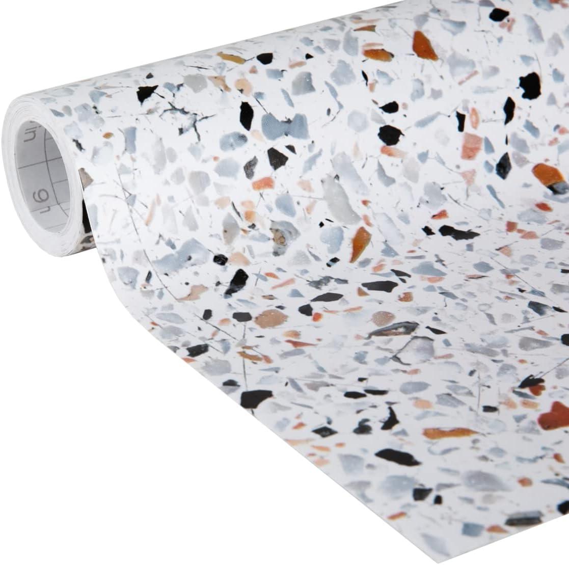 imageEasyLiner Adhesive Shelf Liner for Cabinets ampamp Cupboards  Easy to Install ampamp Cut to Fit  SelfAdhesive Shelf Paper  Peel and Stick Shelf Liner  Easy to Clean ampamp Removable  90 Total Feet  SoapstoneTerrazzo
