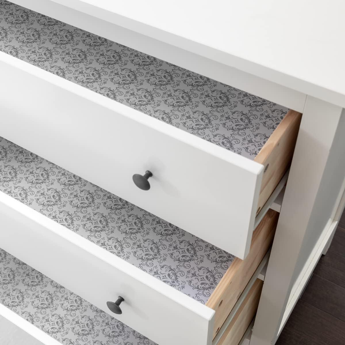 imageEasyLiner Adhesive Shelf Liner for Cabinets ampamp Cupboards  Easy to Install ampamp Cut to Fit  SelfAdhesive Shelf Paper  Peel and Stick Shelf Liner  Easy to Clean ampamp Removable  90 Total Feet  SoapstoneGray Damask