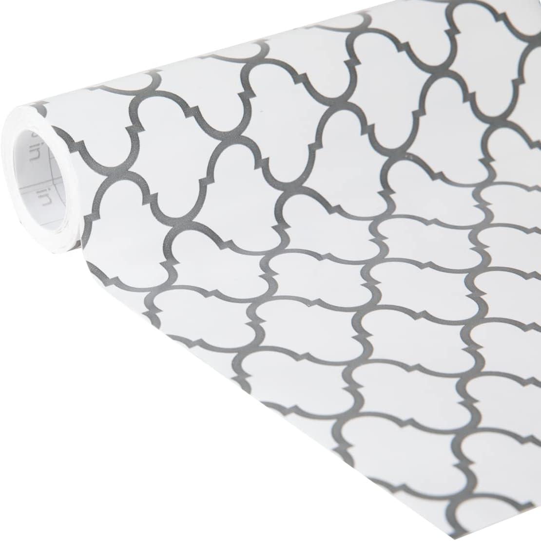 imageEasyLiner Adhesive Shelf Liner for Cabinets ampamp Cupboards  Easy to Install ampamp Cut to Fit  SelfAdhesive Shelf Paper  Peel and Stick Shelf Liner  Easy to Clean ampamp Removable  90 Total Feet  SoapstoneGray Quatrefoil