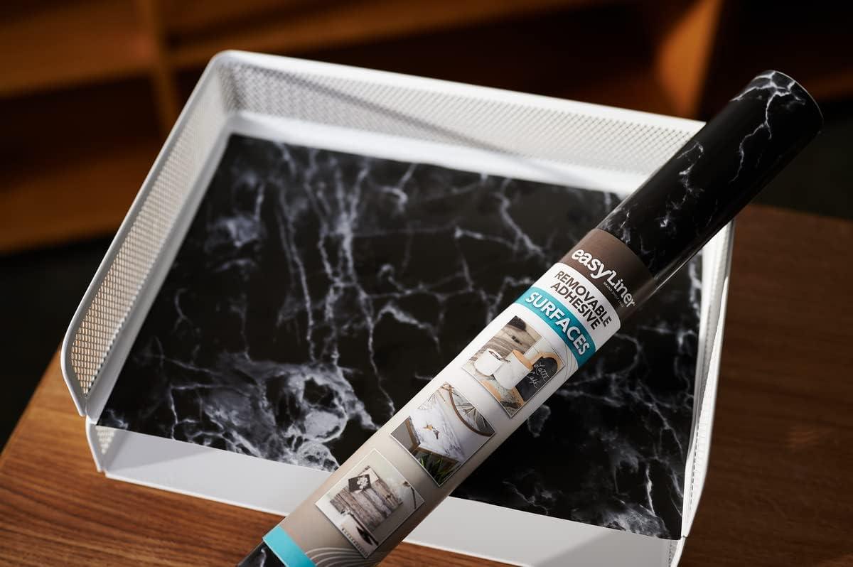 imageEasyLiner Adhesive Shelf Liner for Cabinets ampamp Cupboards  Easy to Install ampamp Cut to Fit  SelfAdhesive Shelf Paper  Peel and Stick Shelf Liner  Easy to Clean ampamp Removable  90 Total Feet  SoapstoneBlack Marble