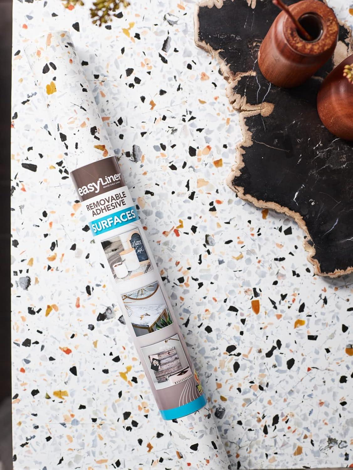 imageEasyLiner Adhesive Shelf Liner for Cabinets ampamp Cupboards  Easy to Install ampamp Cut to Fit  SelfAdhesive Shelf Paper  Peel and Stick Shelf Liner  Easy to Clean ampamp Removable  90 Total Feet  SoapstoneTerrazzo