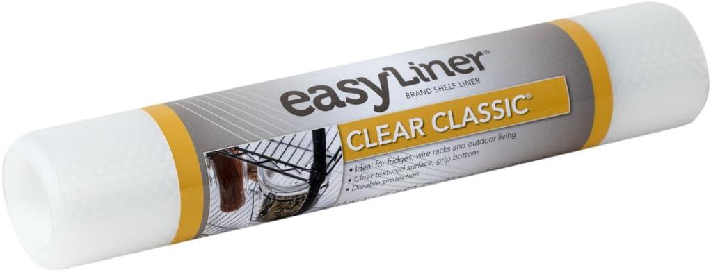 imageEasyLiner Clear Classic Shelf Liner  Durable Non Adhesive Fridge Liner  Easy to Install ampamp Clean  Kitchen Liner Mat for Fridge Shelves  Removable Shelf Liner 20 in x 12 ft  Gray Geo PatternClear