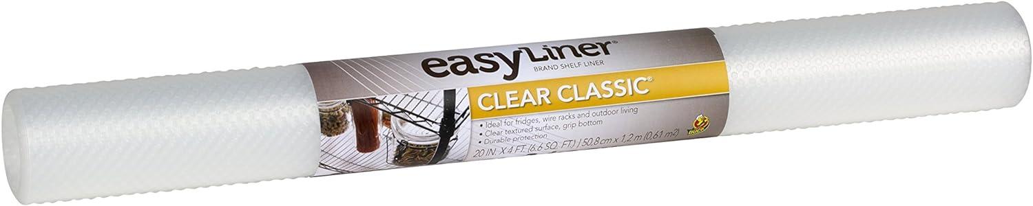 imageEasyLiner Clear Classic Shelf Liner  Durable Non Adhesive Fridge Liner  Easy to Install ampamp Clean  Kitchen Liner Mat for Fridge Shelves  Removable Shelf Liner 20 in x 12 ft  Gray Geo PatternClear