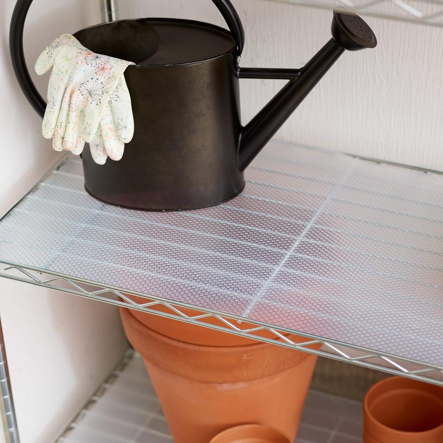 imageEasyLiner Clear Classic Shelf Liner  Durable Non Adhesive Fridge Liner  Easy to Install ampamp Clean  Kitchen Liner Mat for Fridge Shelves  Removable Shelf Liner 20 in x 12 ft  Gray Geo PatternClear