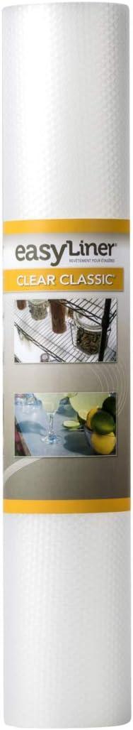 imageEasyLiner Clear Classic Shelf Liner  Durable Non Adhesive Fridge Liner  Easy to Install ampamp Clean  Kitchen Liner Mat for Fridge Shelves  Removable Shelf Liner 20 in x 12 ft  Gray Geo PatternClear
