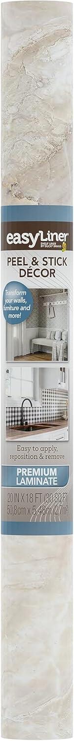 imageEasyLiner Peel ampamp Stick Decor Removable Peel and Stick Wallpaper  Self Adhesive Decorative Shelf Paper for Cabinets Walls Resurfacing Projects  Adhesive Shelf Liner  20in x 18ft  Black GinghamTaupe Marble