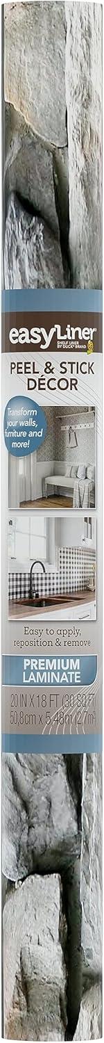 imageEasyLiner Peel ampamp Stick Decor Removable Peel and Stick Wallpaper  Self Adhesive Decorative Shelf Paper for Cabinets Walls Resurfacing Projects  Adhesive Shelf Liner  20in x 18ft  Black GinghamStone