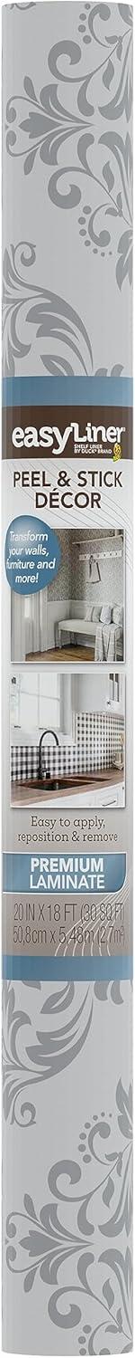 imageEasyLiner Peel ampamp Stick Decor Removable Peel and Stick Wallpaper  Self Adhesive Decorative Shelf Paper for Cabinets Walls Resurfacing Projects  Adhesive Shelf Liner  20in x 18ft  Black GinghamVictorian Print