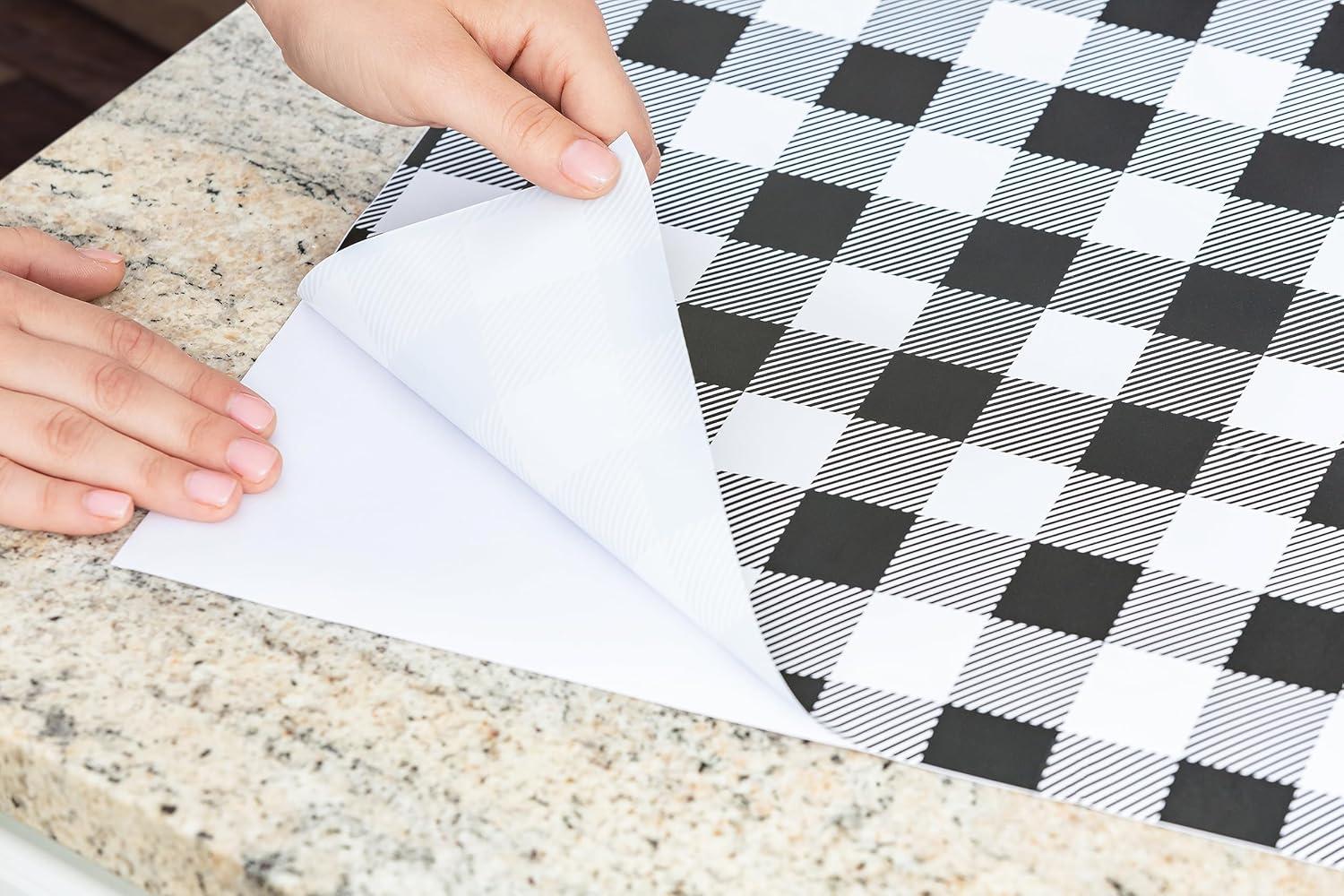 imageEasyLiner Peel ampamp Stick Decor Removable Peel and Stick Wallpaper  Self Adhesive Decorative Shelf Paper for Cabinets Walls Resurfacing Projects  Adhesive Shelf Liner  20in x 18ft  Black GinghamBlack Gingham