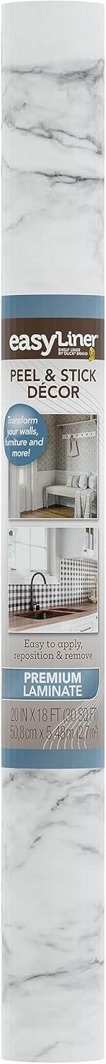 imageEasyLiner Peel ampamp Stick Decor Removable Peel and Stick Wallpaper  Self Adhesive Decorative Shelf Paper for Cabinets Walls Resurfacing Projects  Adhesive Shelf Liner  20in x 18ft  Black GinghamMarble