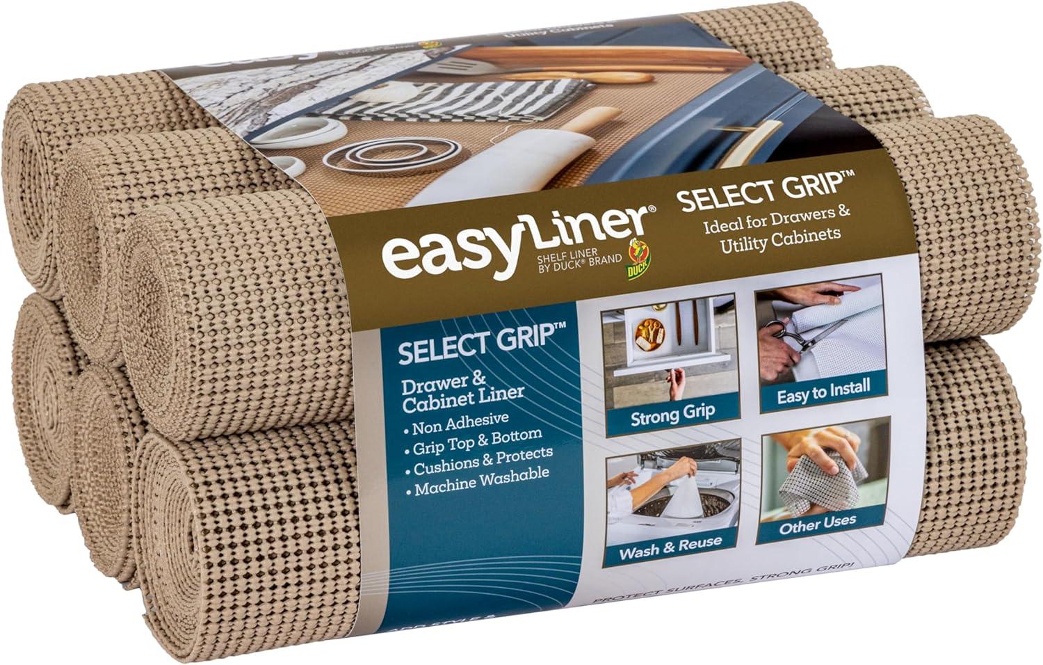 imageEasyLiner Select Grip Shelf Liner for Drawers ampamp Cabinets  Easy to Install ampamp Cut to Fit  Non Slip Non Adhesive Grip Shelf Liner for Kitchen Drawers Bathroom Pantry  20in x 6ft Fern Green 6 RollsTaupe