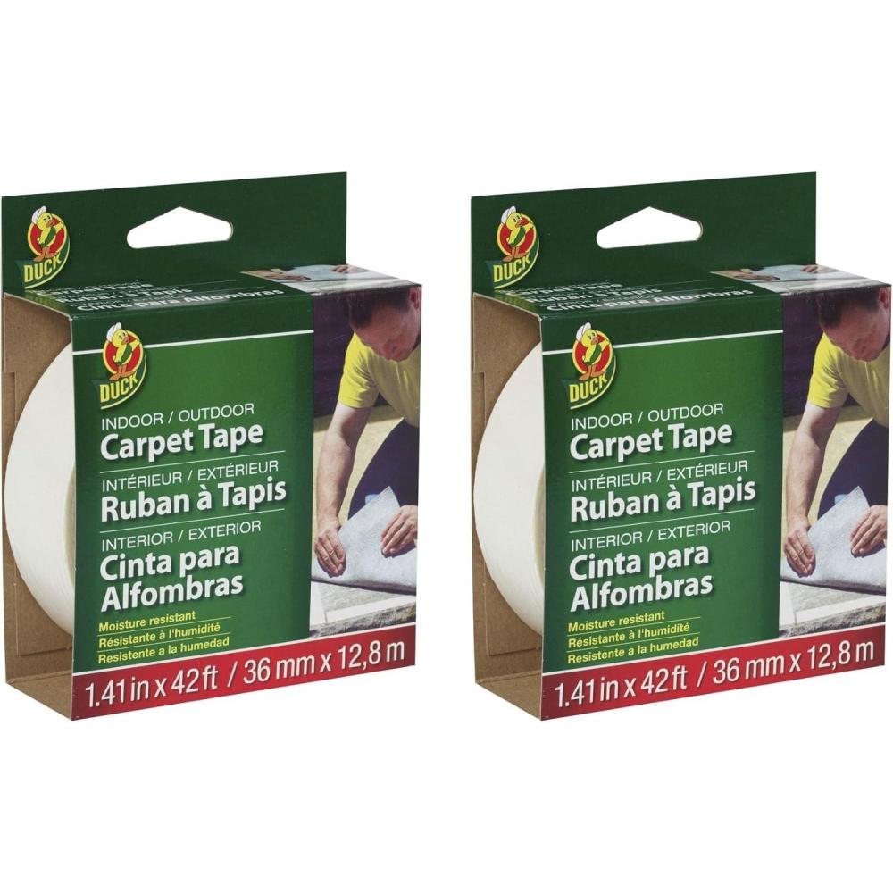 imageDuck Brand IndoorOutdoor Carpet Tape 141Inch x 42 Feet White 286373Pack of 2