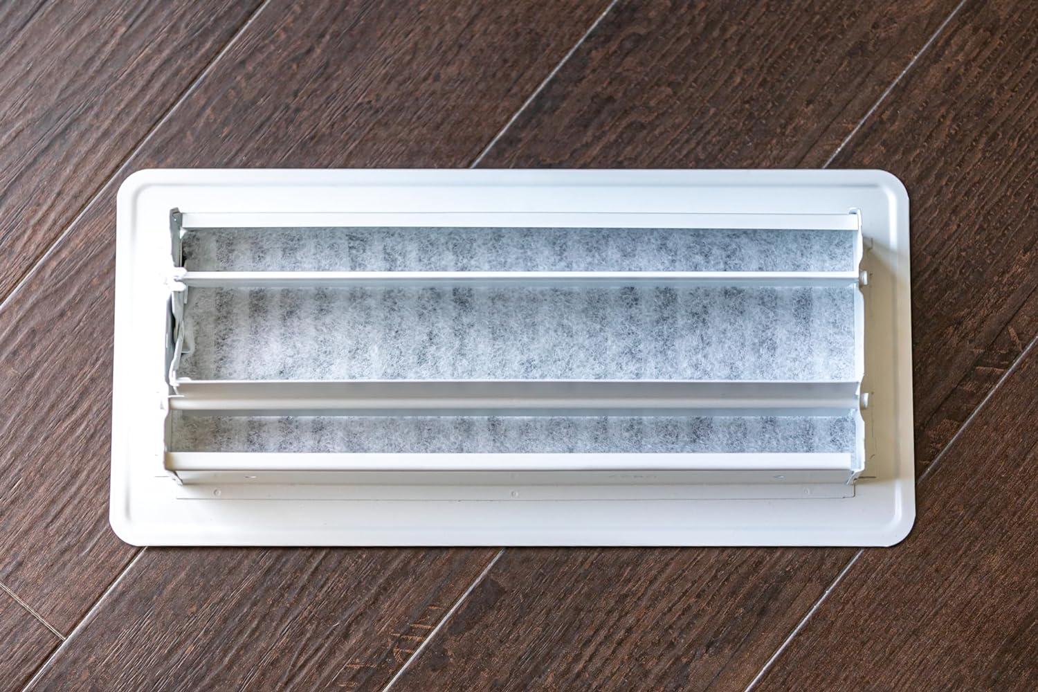 imageDuck Brand Air Vent Filters Reduce Airborne Particles like Dust Dander Pollen and Trap Debris in your Ventilation System Air Register Vent Filters for Home 4 In x 12 In 12Pack White4 x 12