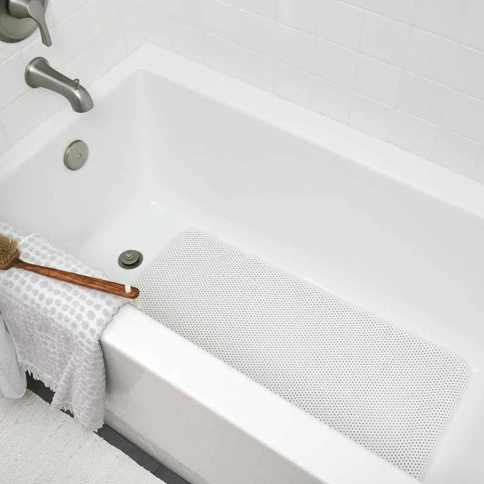 imageDuck Brand Clorox Vinyl Bath Mat for Tubs Non Slip Bathtub Mat with Suction Cups for use in Non Textured Bathtubs and Shower Stalls 17 Inches x 36 Inches Clear36 x 17 Rectangular