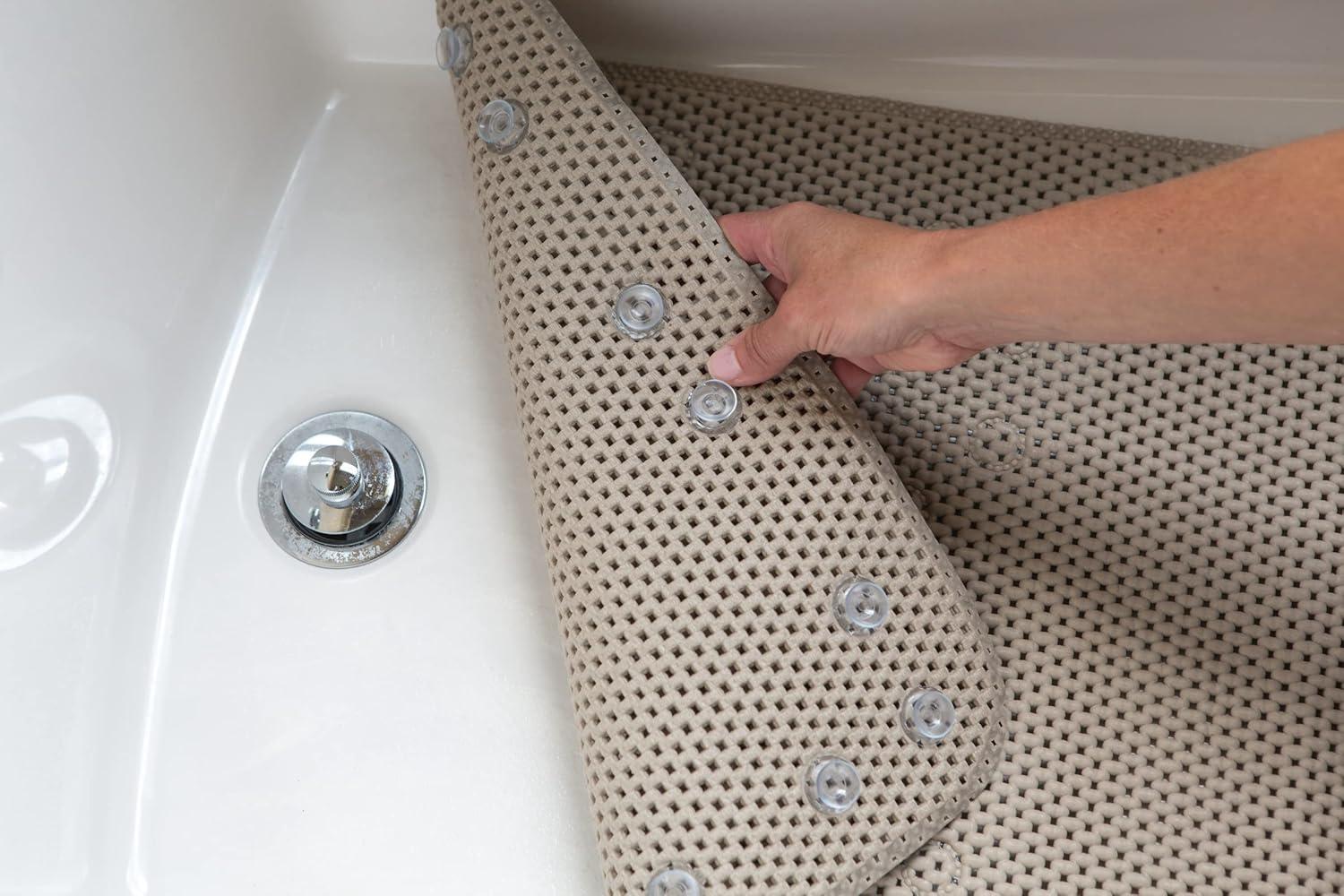 imageDuck Brand Clorox Vinyl Bath Mat for Tubs Non Slip Bathtub Mat with Suction Cups for use in Non Textured Bathtubs and Shower Stalls 17 Inches x 36 Inches Clear36 x 17 Rectangular