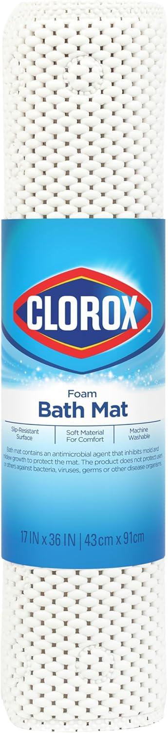 imageDuck Brand Clorox Vinyl Bath Mat for Tubs Non Slip Bathtub Mat with Suction Cups for use in Non Textured Bathtubs and Shower Stalls 17 Inches x 36 Inches Clear36 x 17 Rectangular
