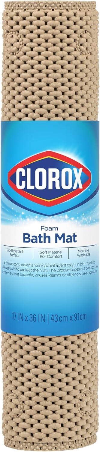 imageDuck Brand Clorox Vinyl Bath Mat for Tubs Non Slip Bathtub Mat with Suction Cups for use in Non Textured Bathtubs and Shower Stalls 17 Inches x 36 Inches Clear36 x 17 Rectangular