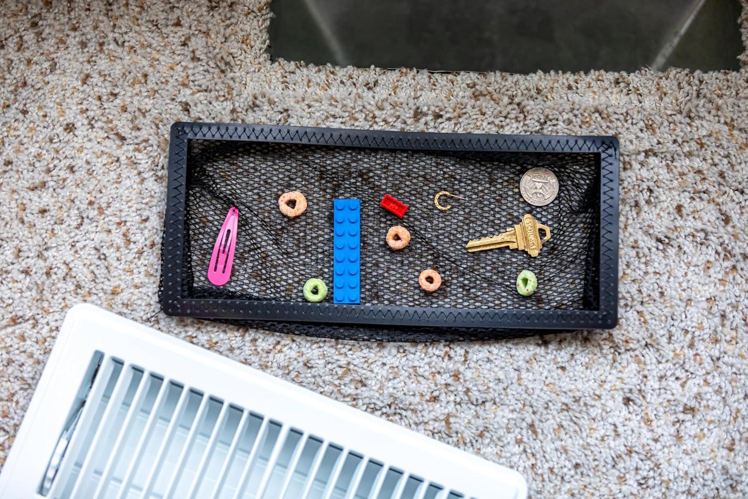 imageDuck Brand Floor Register Vent Trap Screens for Air Vents Catch Small Items and Stop Small Objects from Falling Through Home Vent Air Filters are Easy to Install and Clean 4quot x 10quot 4Pack Black4 x 12