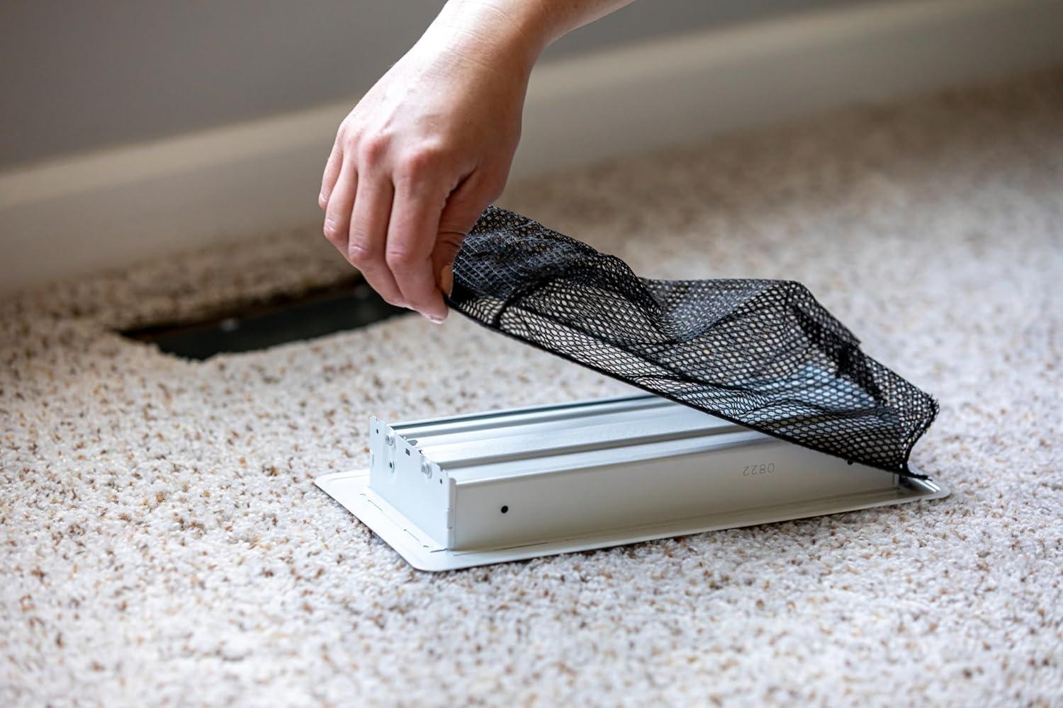 imageDuck Brand Floor Register Vent Trap Screens for Air Vents Catch Small Items and Stop Small Objects from Falling Through Home Vent Air Filters are Easy to Install and Clean 4quot x 10quot 4Pack Black4 x 10