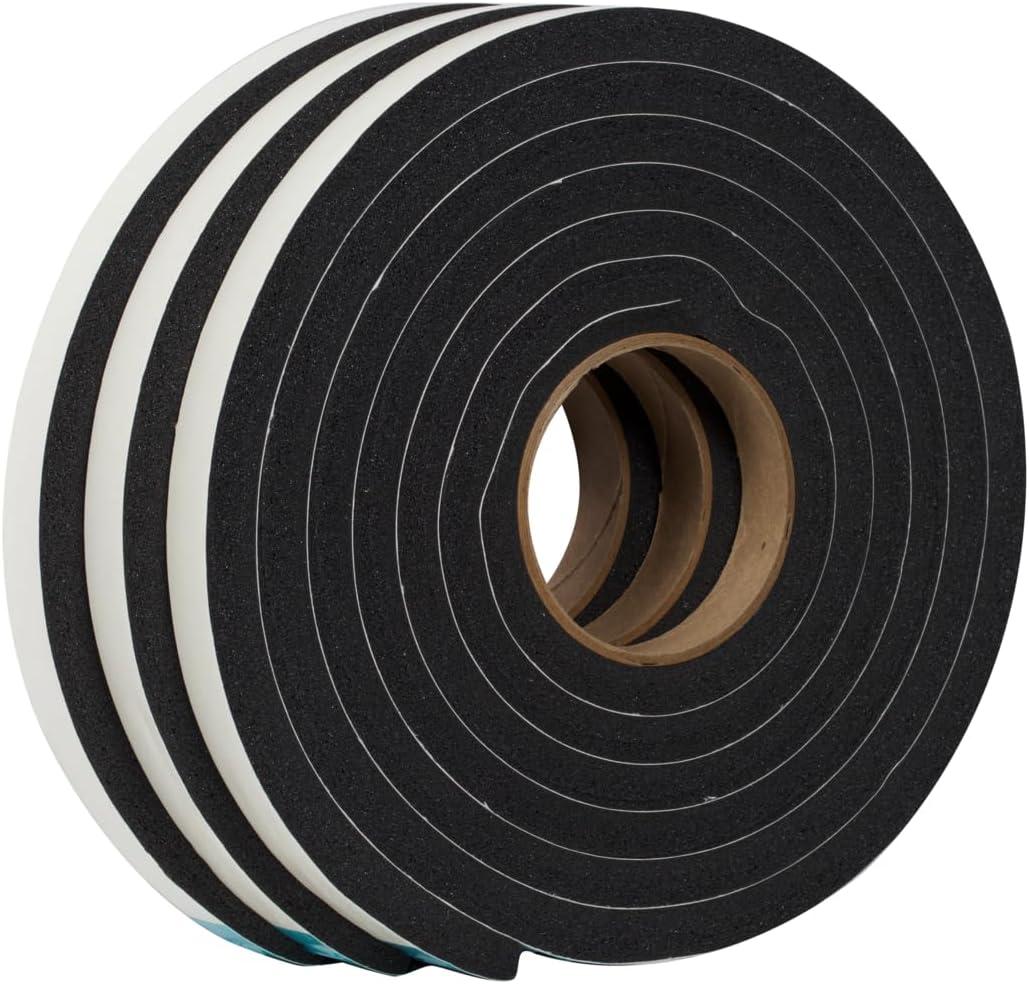 imageDuck Brand Self Adhesive Foam Weatherstrip Seal for Extra Large Gaps 30 Total Feet Window and Door Seal Strip Foam Tape 34Inch Wide x 12Inch Thick x 10Feet Long 3 Rolls Charcoal 2844243 Rolls
