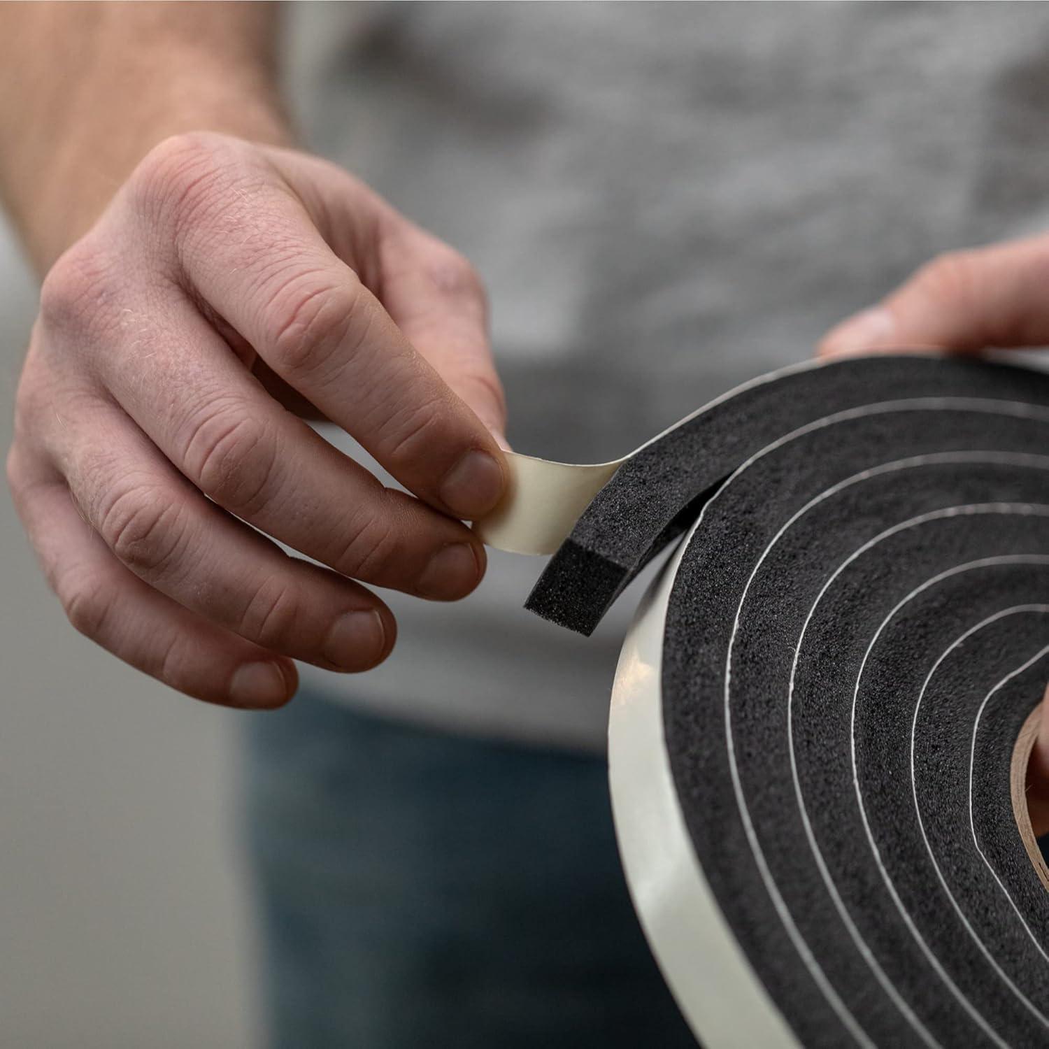 imageDuck Brand Self Adhesive Foam Weatherstrip Seal for Extra Large Gaps 30 Total Feet Window and Door Seal Strip Foam Tape 34Inch Wide x 12Inch Thick x 10Feet Long 3 Rolls Charcoal 2844243 Rolls