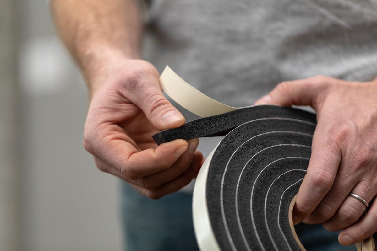 imageDuck Brand Self Adhesive Foam Weatherstrip Seal for Extra Large Gaps 30 Total Feet Window and Door Seal Strip Foam Tape 34Inch Wide x 12Inch Thick x 10Feet Long 3 Rolls Charcoal 2844242 Rolls