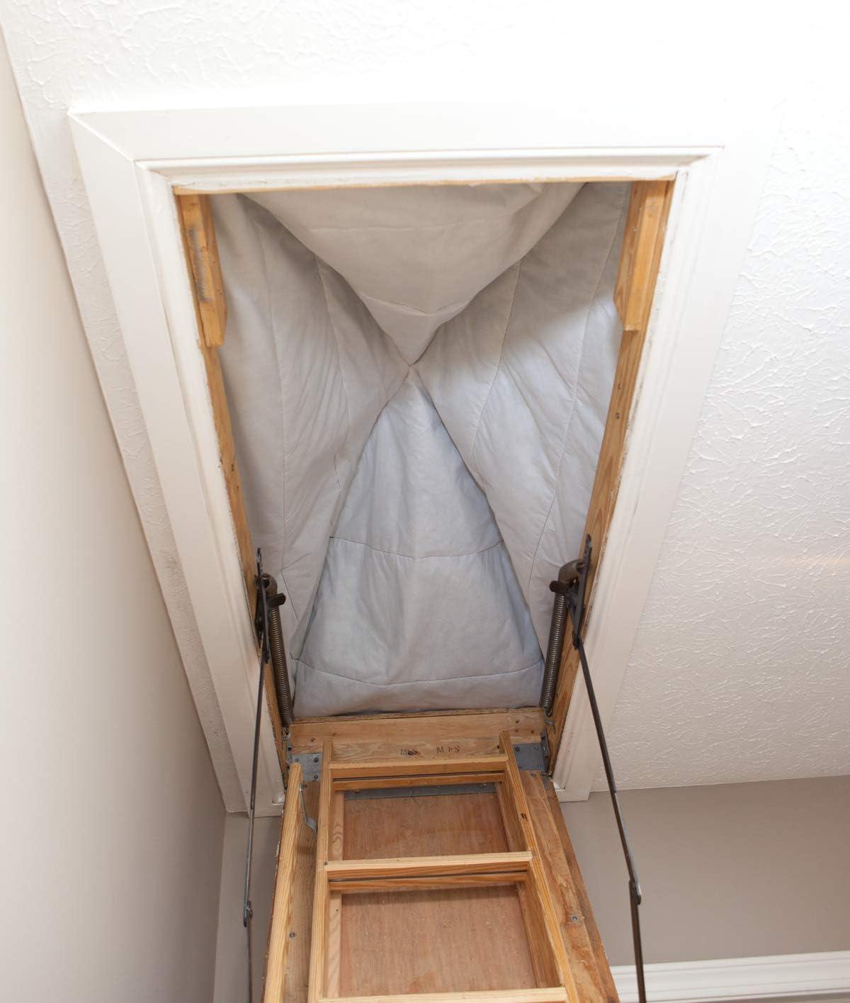 imageDuck Brand Stairway Attic Cover Energy Saving Attic Insulation Cover Fits Openings up to 255 Inches by 54 Inches for YearRound Weatherization Black 286209