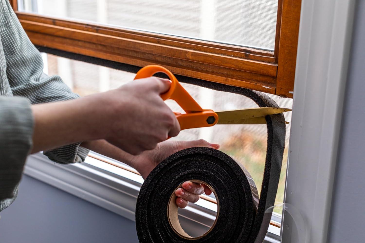 imageDuck Max Strength Expanding Foam Seal for Doors and Windows 5 in x 5 in x 20 ft Expands to Fit Uneven Gaps up to 12 Inch Thick Cut to Size Black 1Roll Pack of 1Black