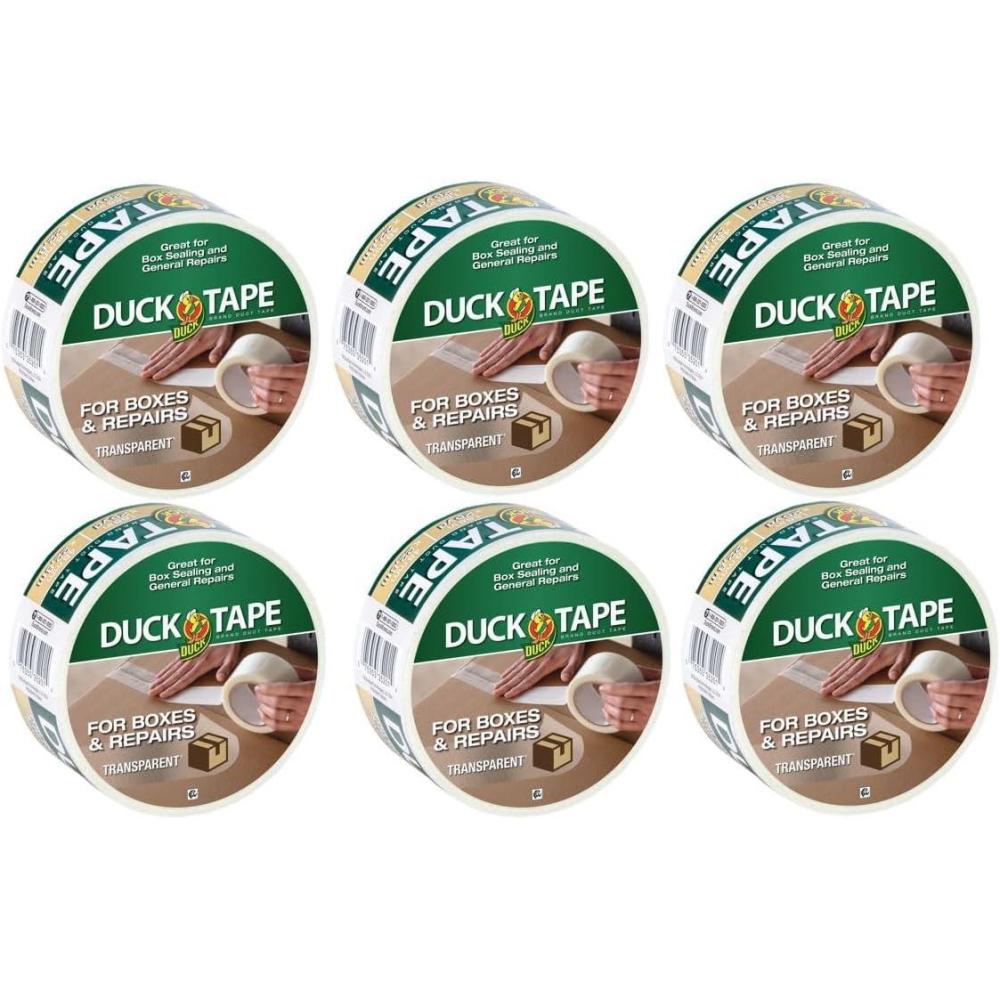 imageDuck Tape Brand Duct Tape for Corrugate Boxes for Indoors and Outdoors Repairs 6 Rolls Transparent for Discreet Repairs 188 in x 25 yd