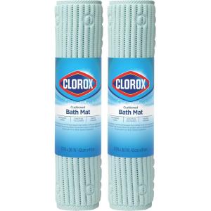 imageDuck Brand Clorox Bath Mat for Tubs Non Slip Bathtub Mat with Suction Cups 17 Inches x 36 Inches Sky Blue 2 Pack17 x 36 Inches  Sky Blue  2 Pack
