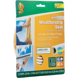 imageDuck Brand HeavyDuty Self Adhesive Weatherstrip Seal for Large Gaps 38Inch Wide x 14Inch Thick x 17Feet Long 2 Seals White 2824341 seal