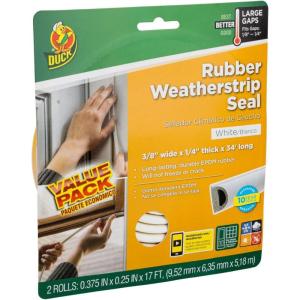 imageDuck Brand HeavyDuty Self Adhesive Weatherstrip Seal for Large Gaps 38Inch Wide x 14Inch Thick x 17Feet Long 2 Seals White 2824342 Seals