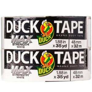 imageDuck Brand Max Strength Duct Tape White 2Roll Pack 188 Inches x 35 Yards 287315White