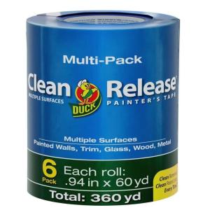 imageDuck Clean Release Blue Painters Tape 1Inch 094Inch x 60Yard 6 Rolls 360 Total Yards 2404596 Rolls  094 x 60 Yds