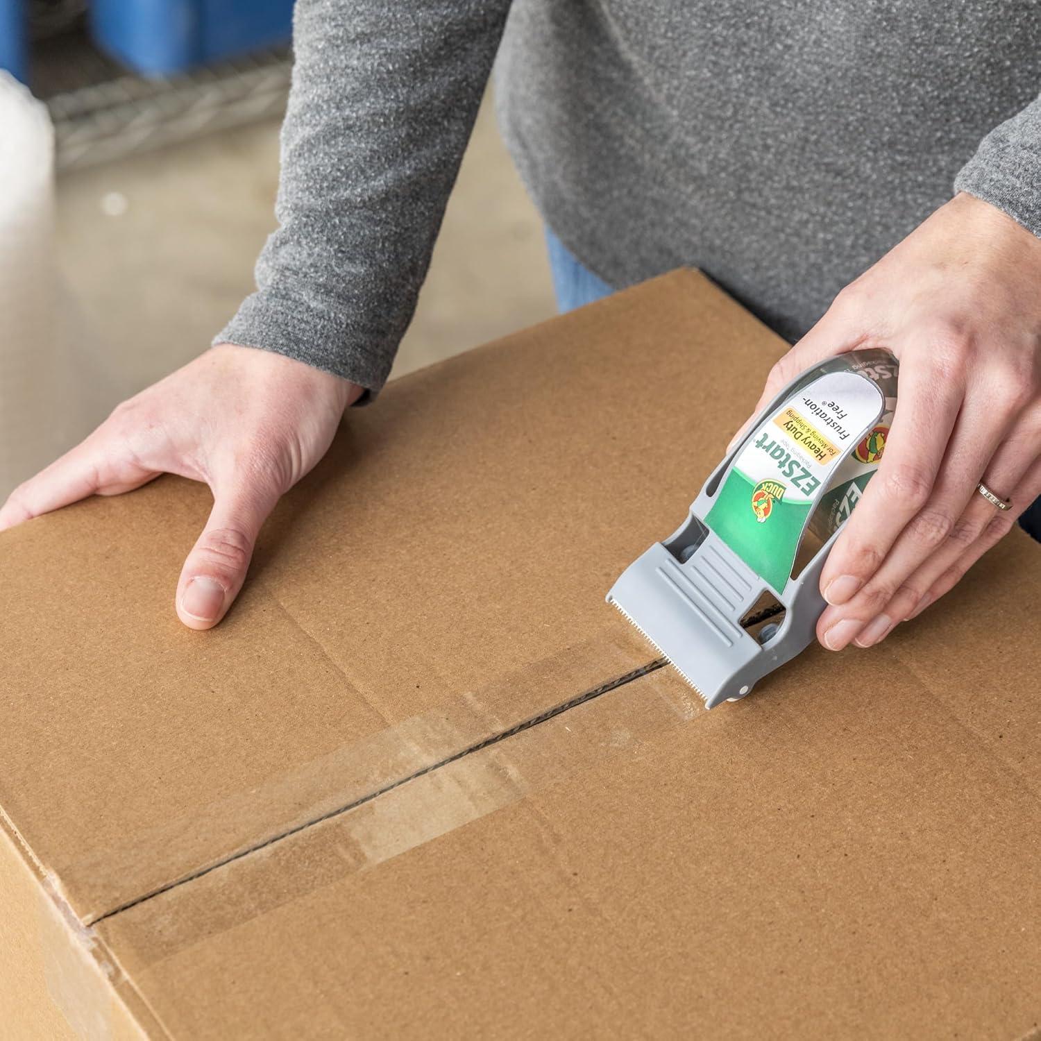 imageDuck EZ Start Clear Packing Tape with OneHanded Dispenser  Quiet Easy Start Packaging Tape for Boxes Shipping Moving ampamp Storage  188 Inch x 55 Yards 12594571 Roll  555 yds