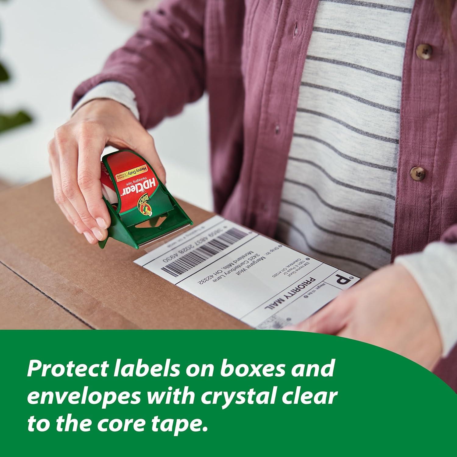 imageDuck HD Clear Packing Tape with Dispensers  6 Rolls of Strong Heavy Duty Packing Tape for Shipping and Moving Boxes and Packaging  188 In x 222 Yards  15quot Core  Clear 287732