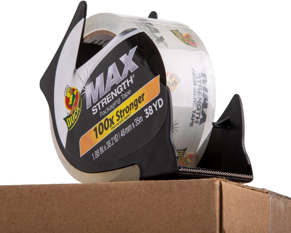 imageDuck Max Strength Clear Packing Tape Refills  12 Rolls of Maximum Strength Heavy Duty Packaging Tape for Shipping ampamp Moving Boxes  3quot Core  188 Inch x 546 Yards  Clear 287734