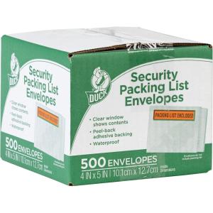 imageDuck Brand Clear View Packing List Envelopes 55 x 45Inch 500Count 394743Clear View