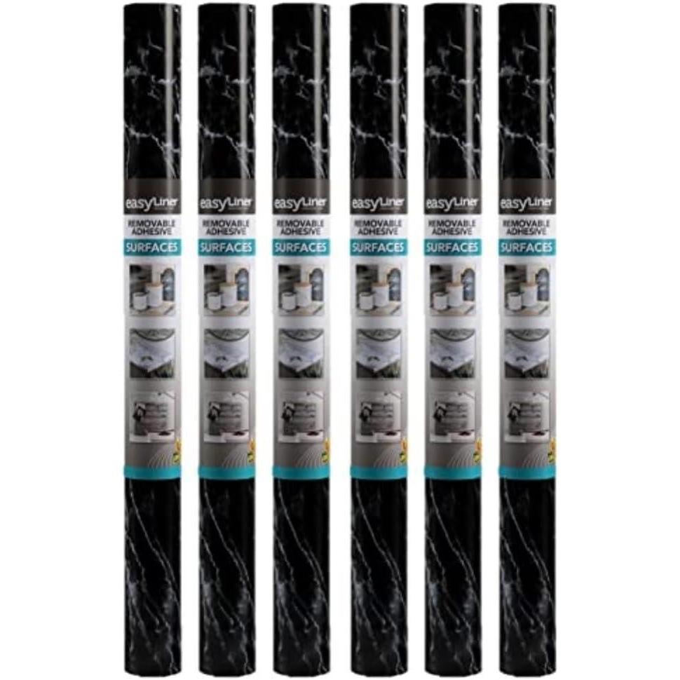 imageEasyLiner Adhesive Shelf Liner for Cabinets ampamp Cupboards  Easy to Install ampamp Cut to Fit  SelfAdhesive Shelf Paper  Peel and Stick Shelf Liner  Easy to Clean ampamp Removable  90 Total Feet  SoapstoneBlack Marble