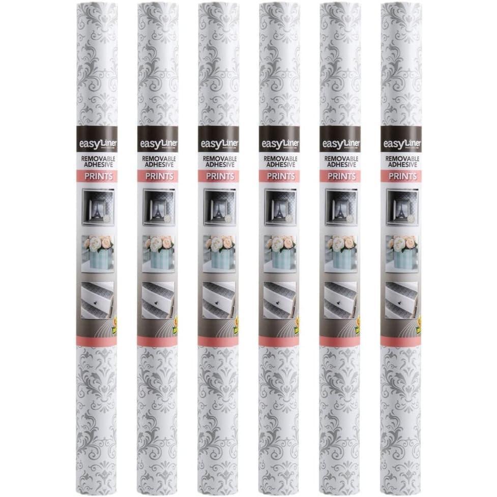 imageEasyLiner Adhesive Shelf Liner for Cabinets ampamp Cupboards  Easy to Install ampamp Cut to Fit  SelfAdhesive Shelf Paper  Peel and Stick Shelf Liner  Easy to Clean ampamp Removable  90 Total Feet  SoapstoneGray Damask
