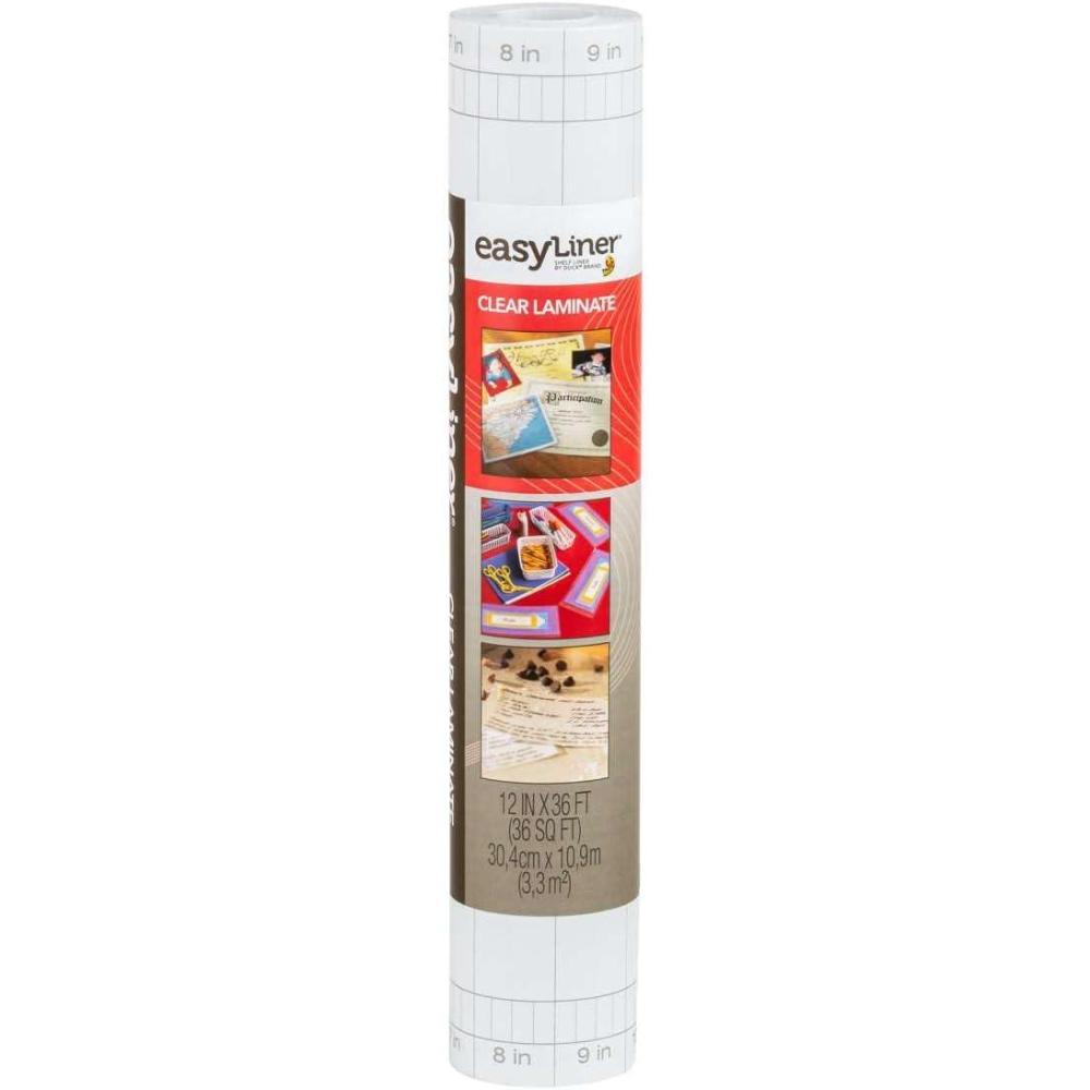 imageEasyLiner Clear Adhesive Shelf Liner for Cabinets Cupboards ampamp Protective Covering  Peel and Stick Shelf Liner Easy to Cut ampamp Fit  Self Adhesive ampamp Removable  20quot x 30 Feet  1 Roll12 x 36 Pack of 1