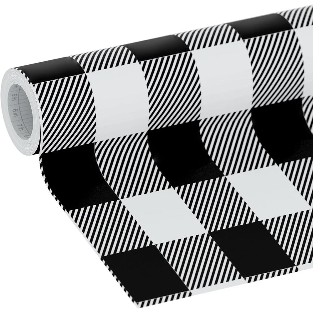 imageEasyLiner Peel ampamp Stick Decor Removable Peel and Stick Wallpaper  Self Adhesive Decorative Shelf Paper for Cabinets Walls Resurfacing Projects  Adhesive Shelf Liner  20in x 18ft  Black GinghamBlack Gingham